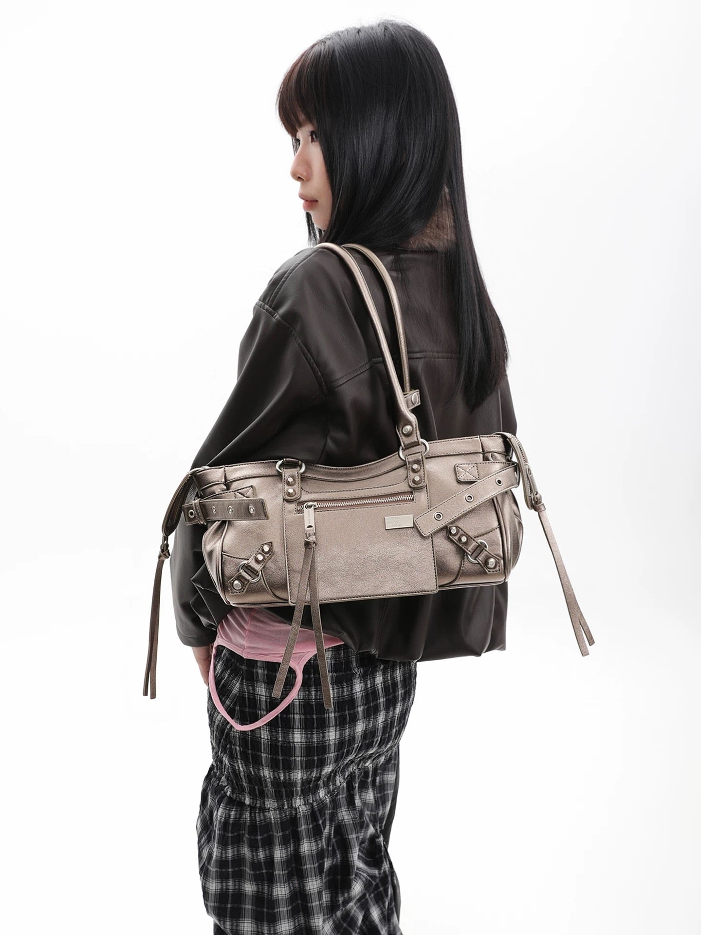 [cn | pre-order] jandress horricks rivet underarm motorcycle shoulder bag