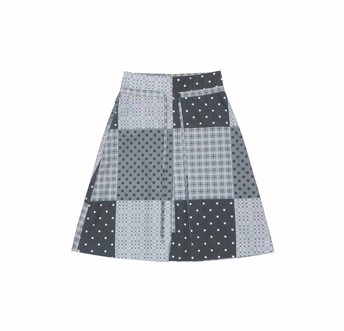 [NECYSTUDIO] patchwork midi skirt