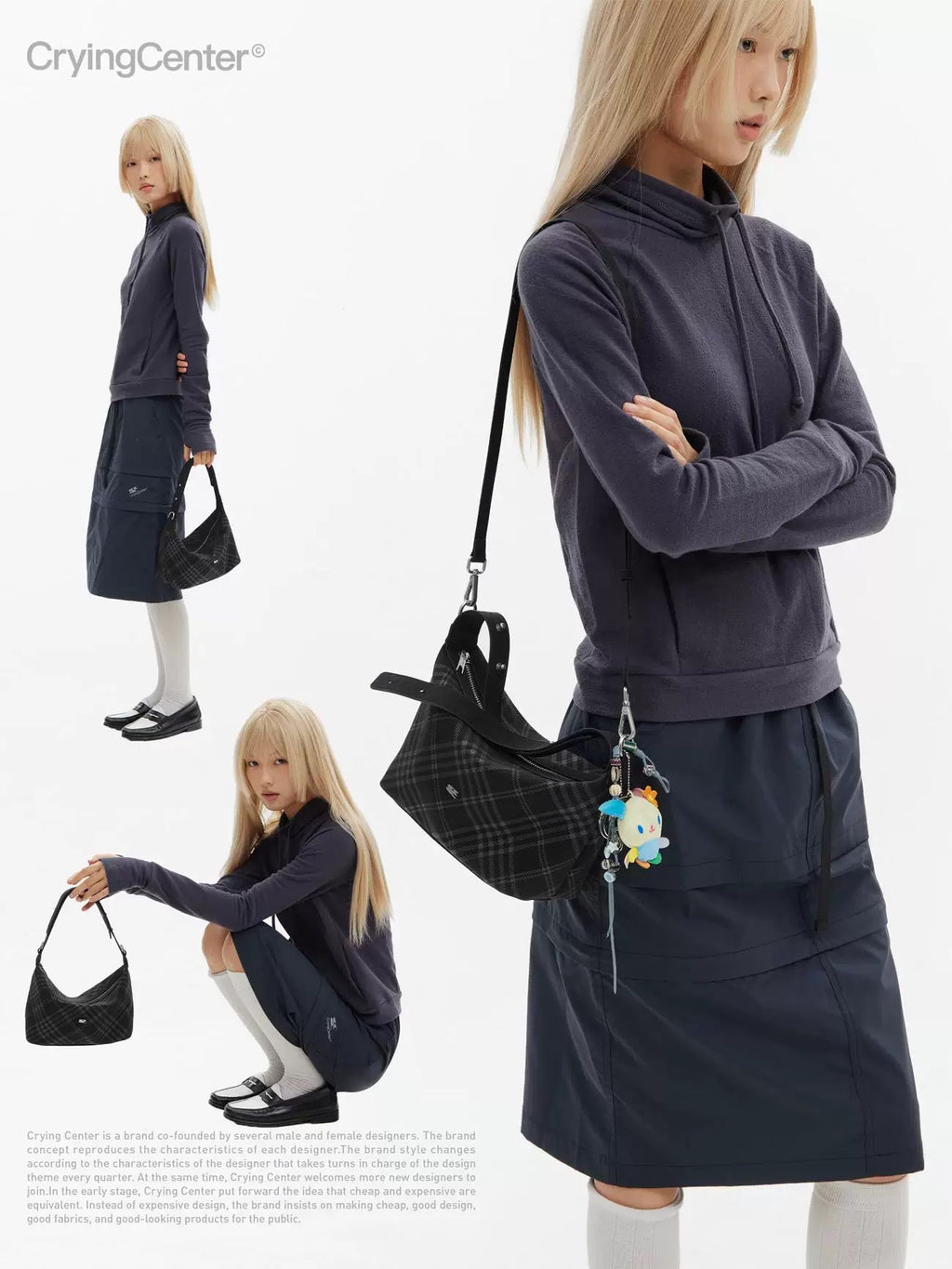 [cn | pre-order] crying center plaid hand bag
