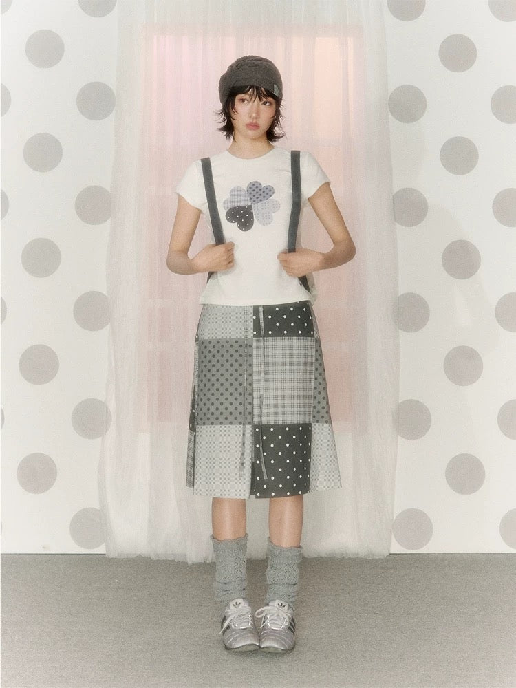 [NECYSTUDIO] patchwork midi skirt