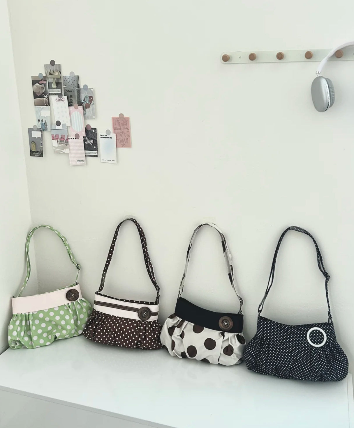 [cn | pre-order] polka dot bubble shoulder hobo bag