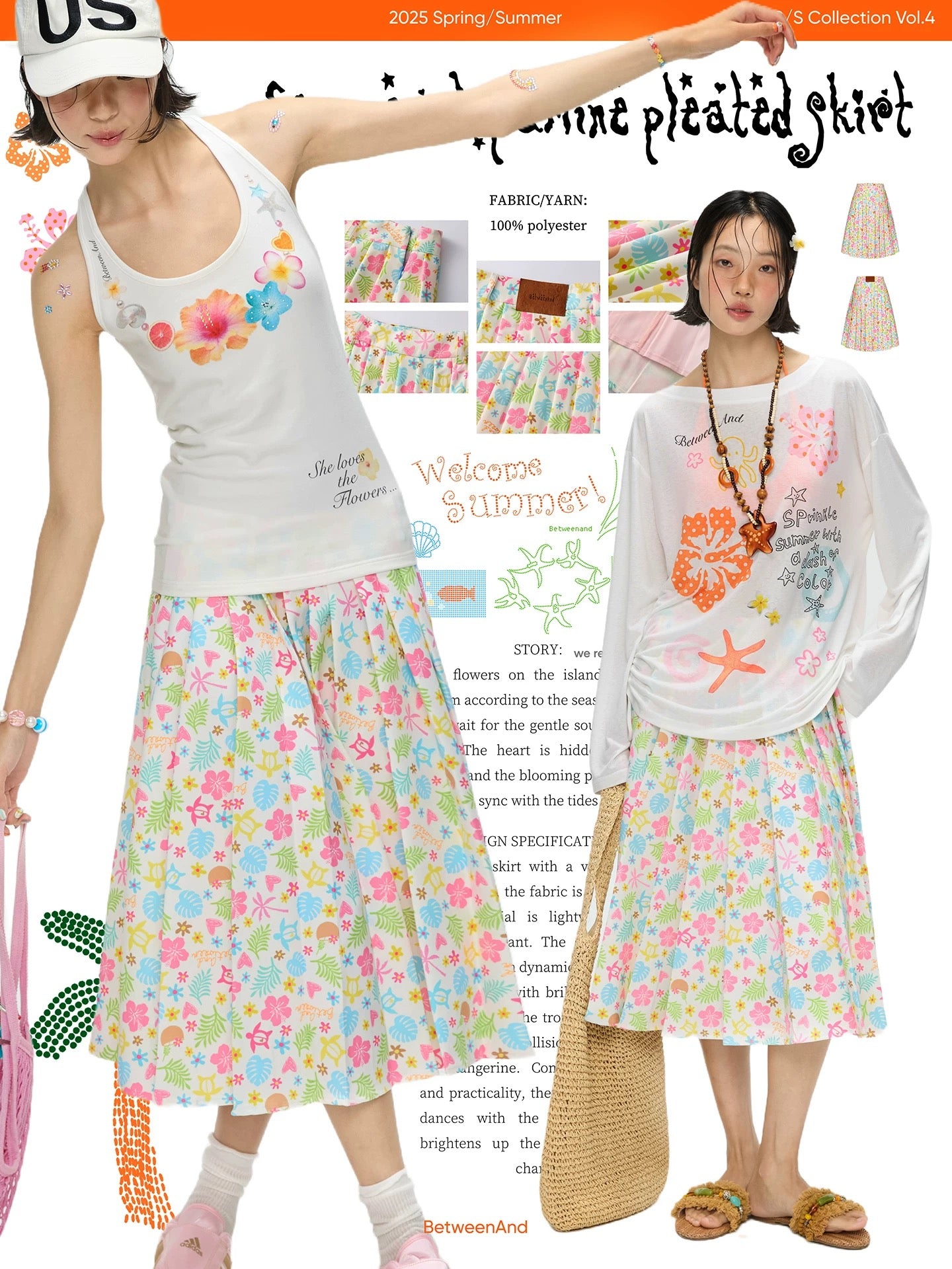 [BETWEENAND] summer dopamine pleated skirt