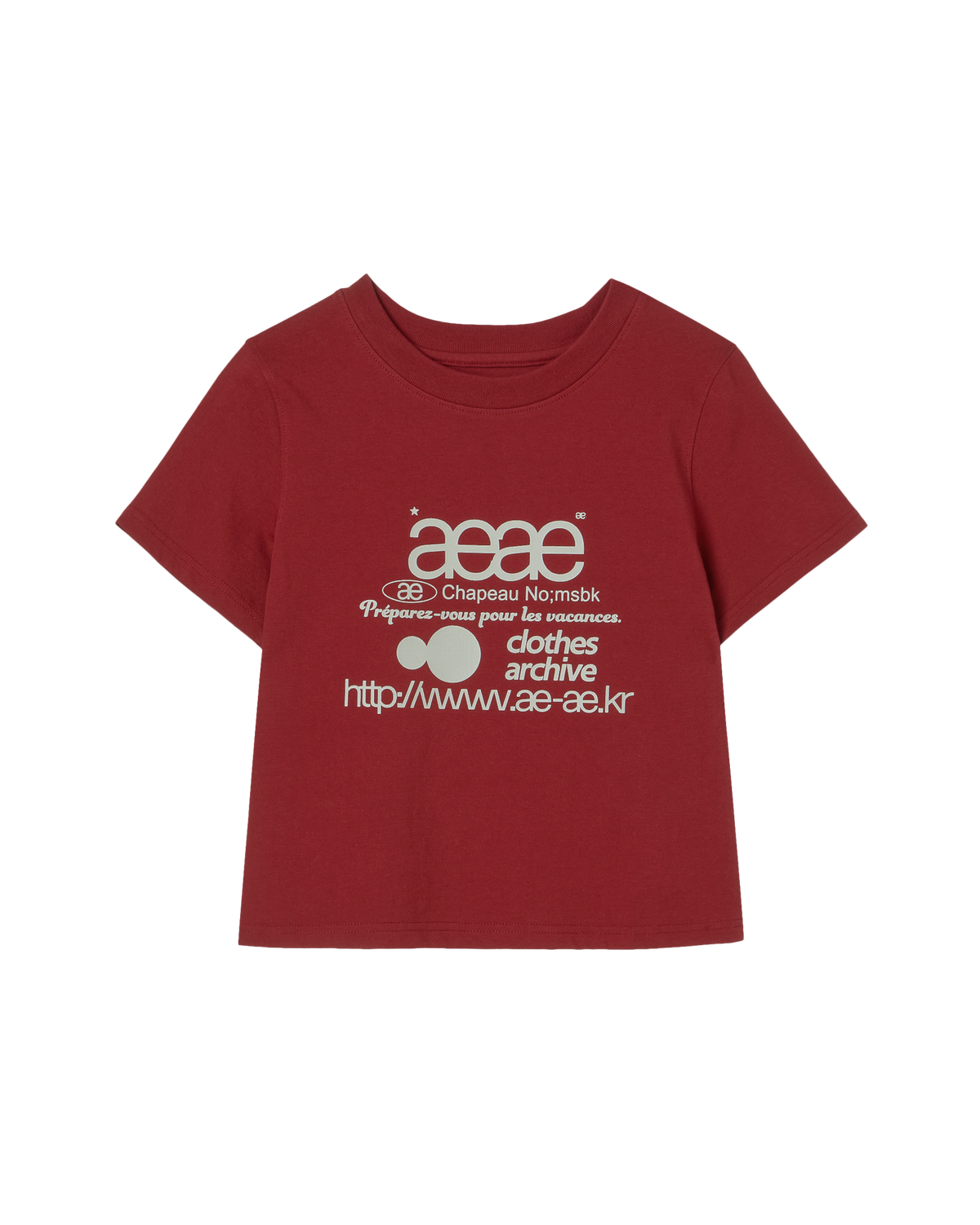 [aeae] web logo crop t-shirts - burgundy