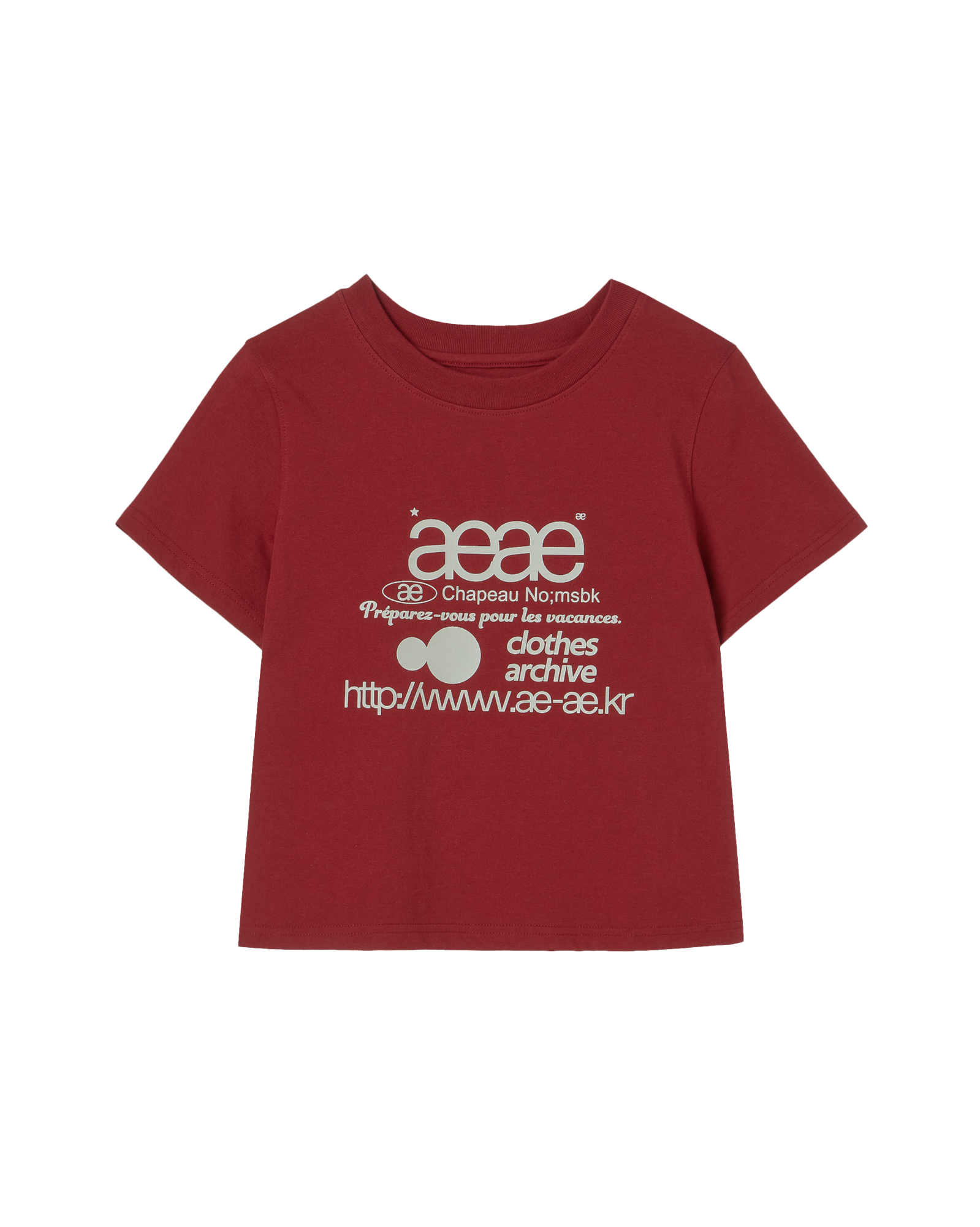[aeae] web logo crop t-shirts - burgundy