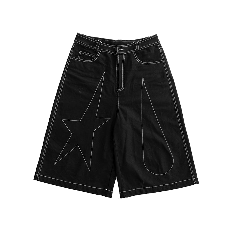[innomood] tears star wide leg jorts
