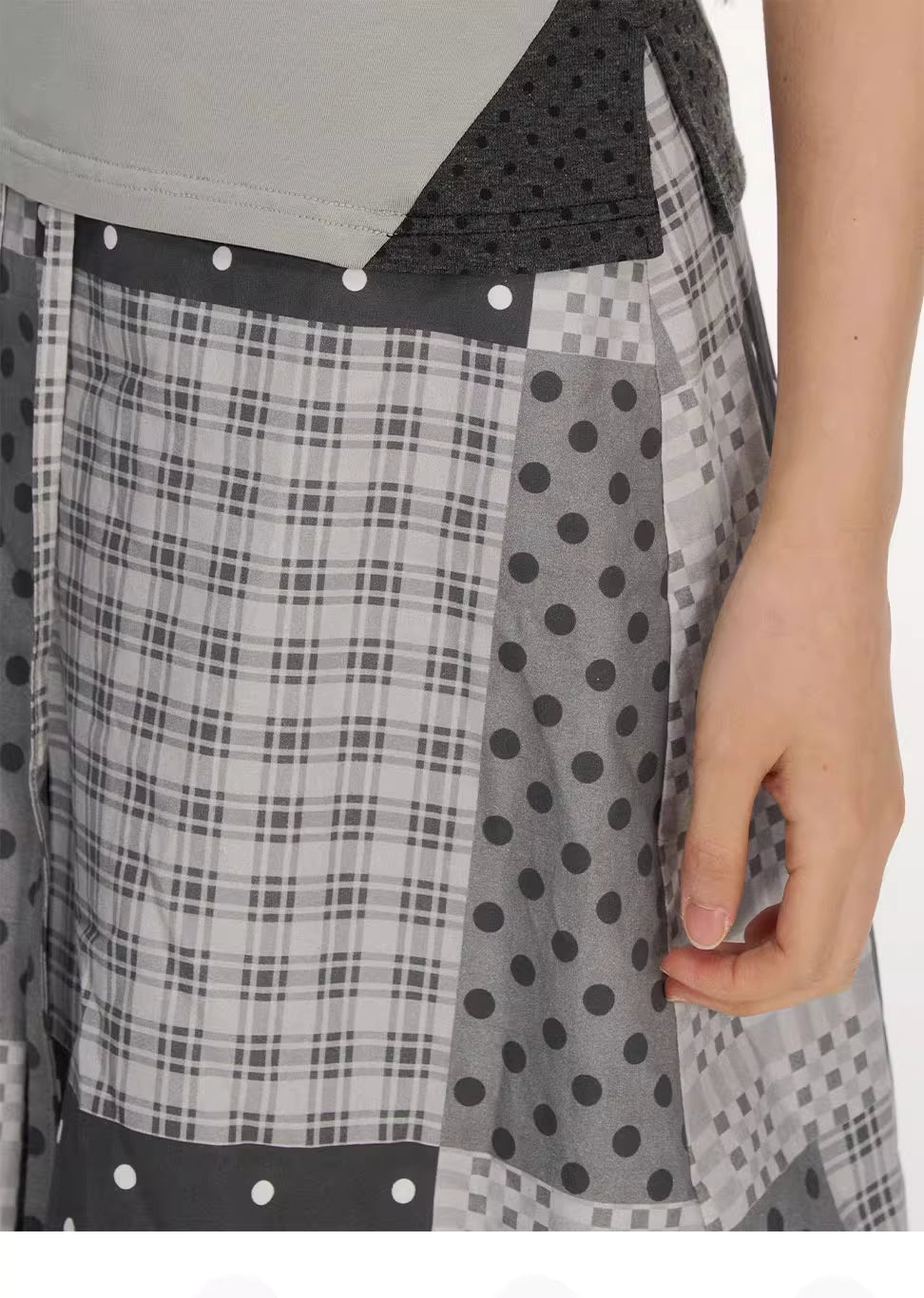 [NECYSTUDIO] patchwork midi skirt