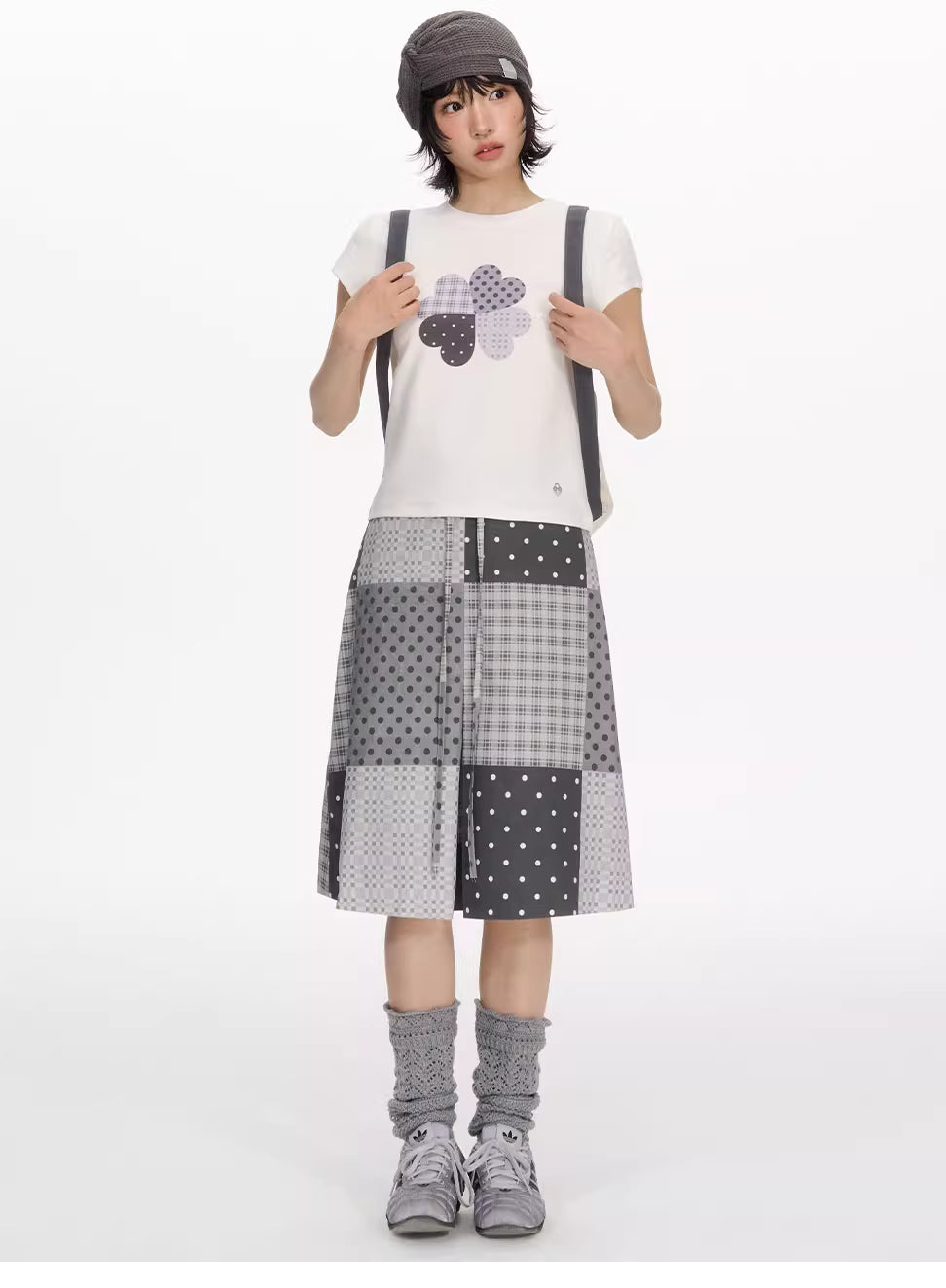 [NECYSTUDIO] patchwork midi skirt