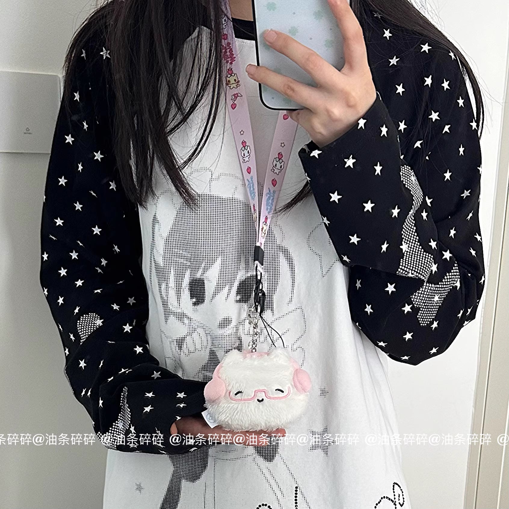 [cn | pre-order] white cat plush airpods pouch keyring