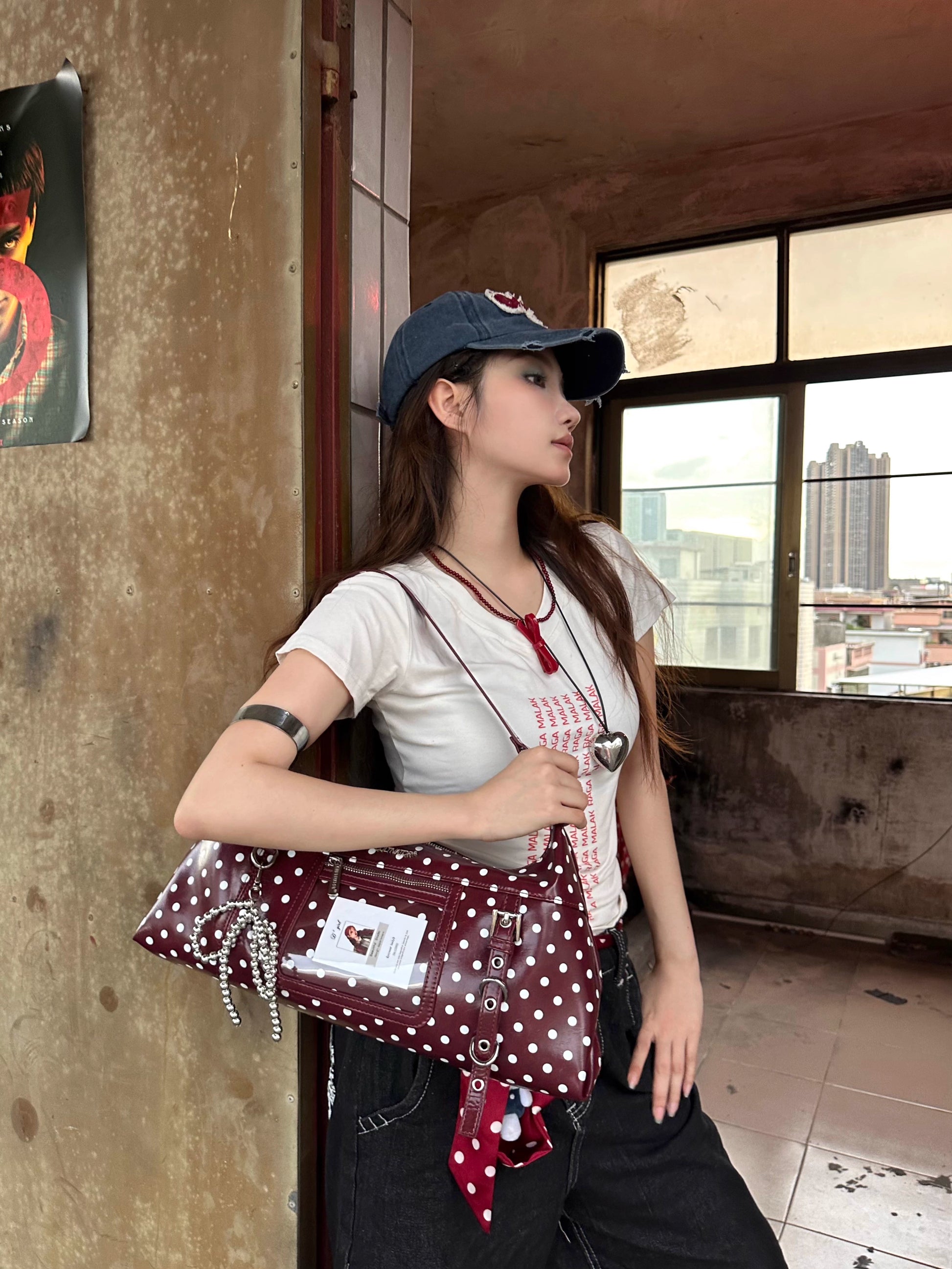 [cn | pre-order] cultivator polka crossbody hobo bag - large