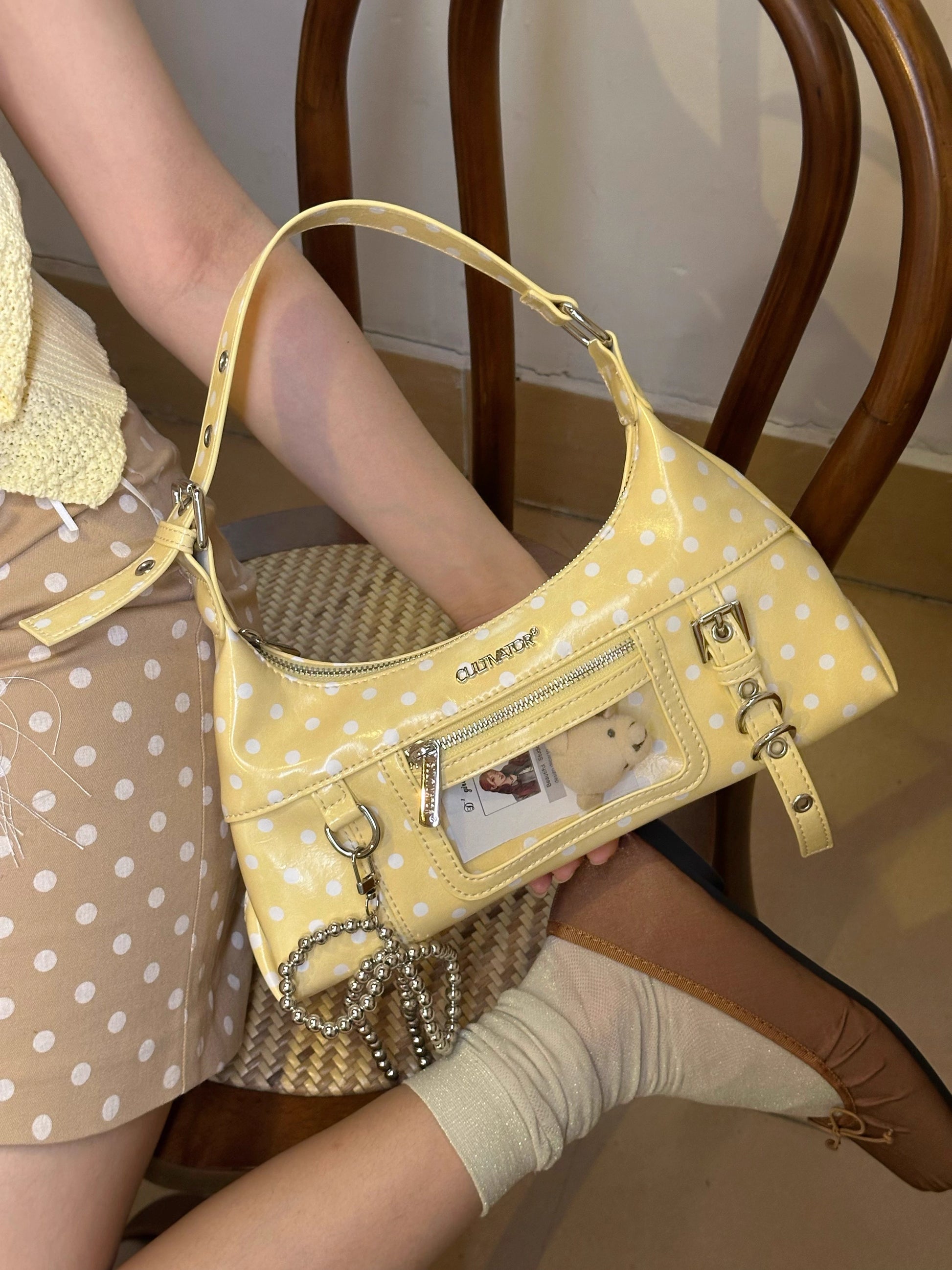 [cn | pre-order] cultivator polka crossbody hobo bag - mini