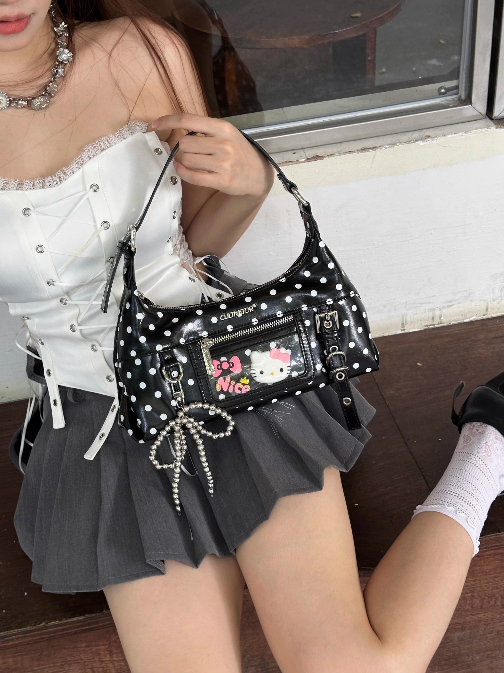 [cn | pre-order] cultivator polka crossbody hobo bag - mini