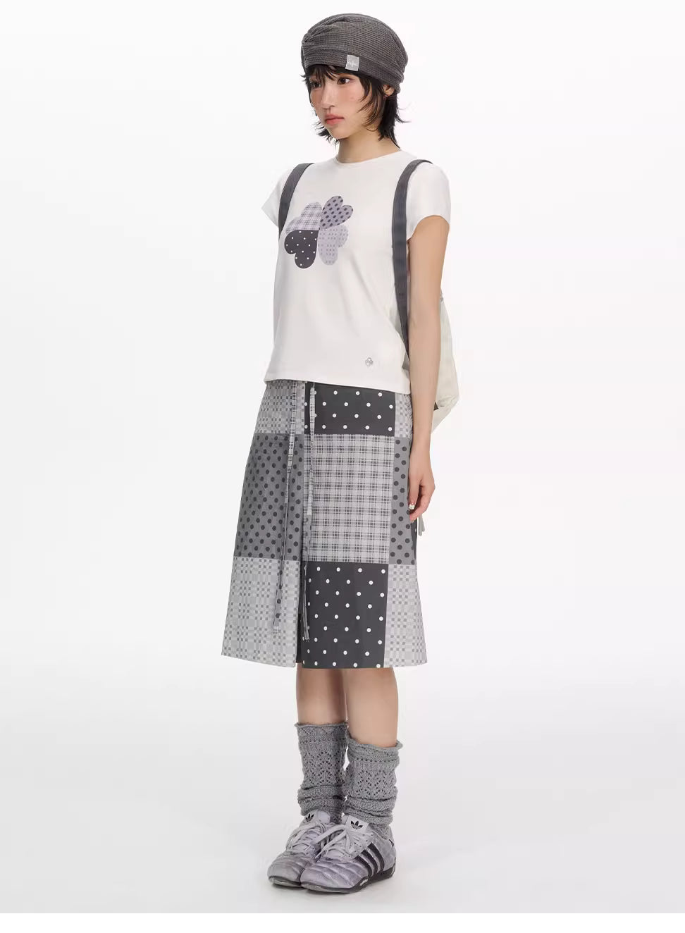 [NECYSTUDIO] patchwork midi skirt