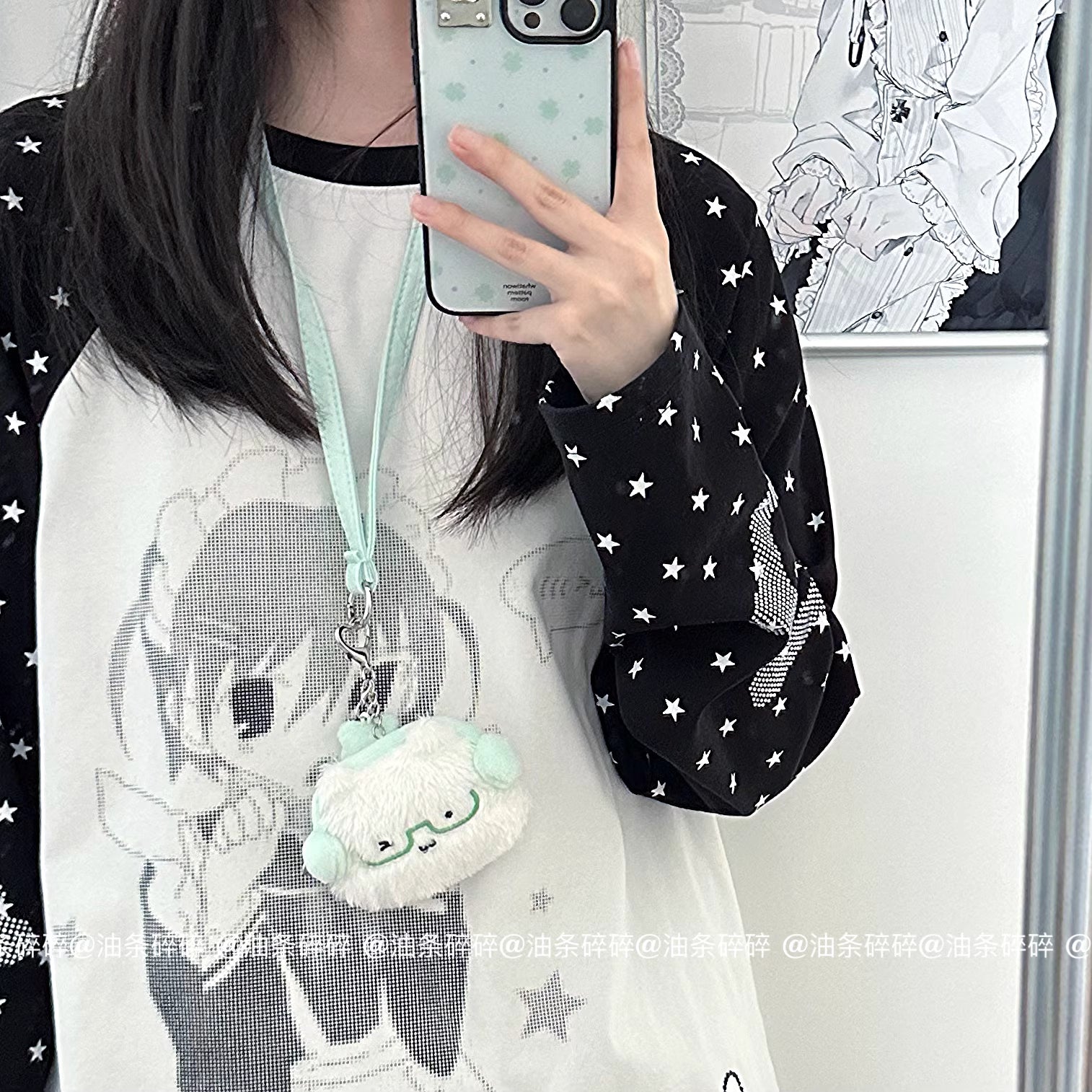 [cn | pre-order] white cat plush airpods pouch keyring