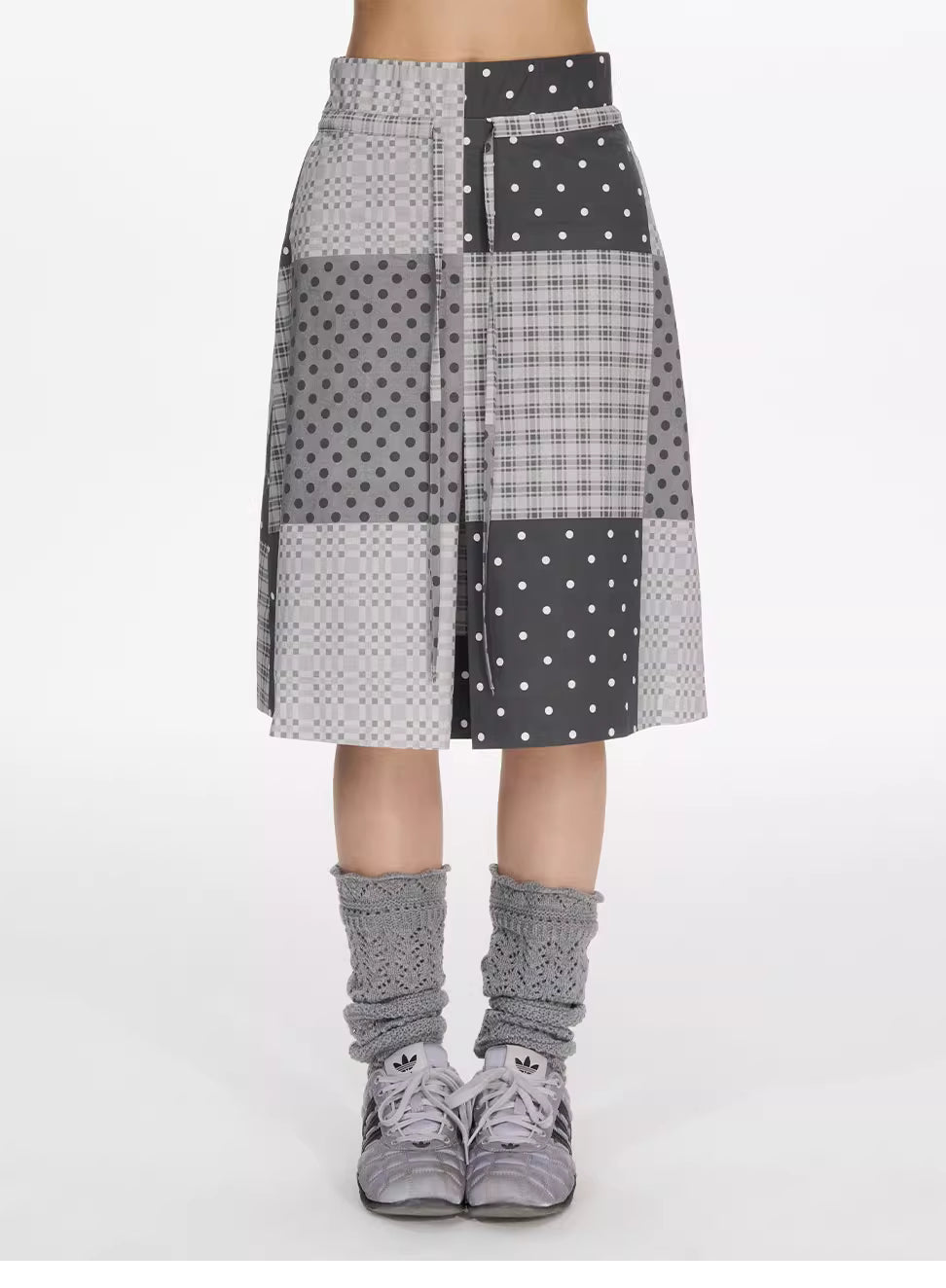 [NECYSTUDIO] patchwork midi skirt