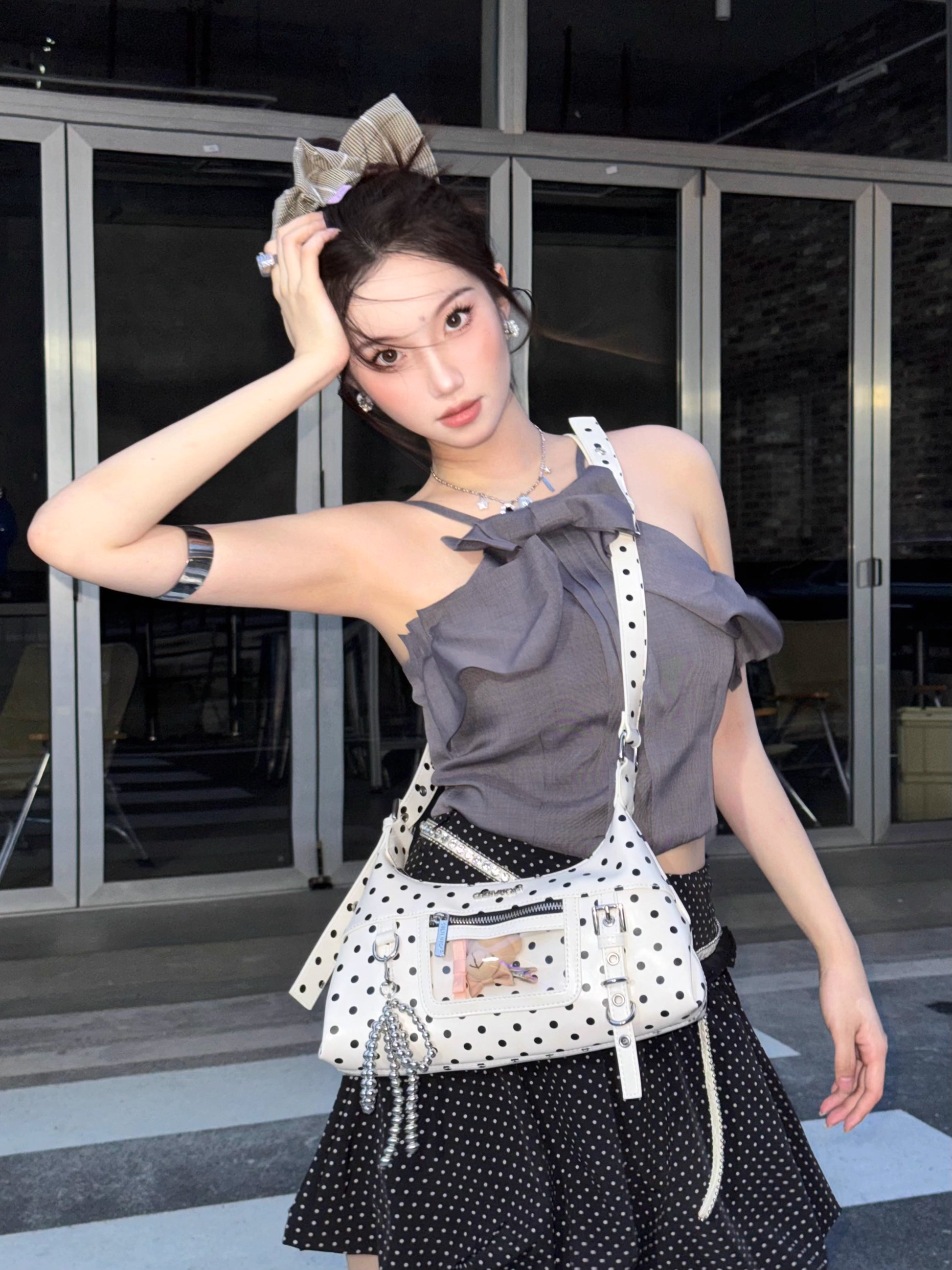 [cn | pre-order] cultivator polka crossbody hobo bag - mini