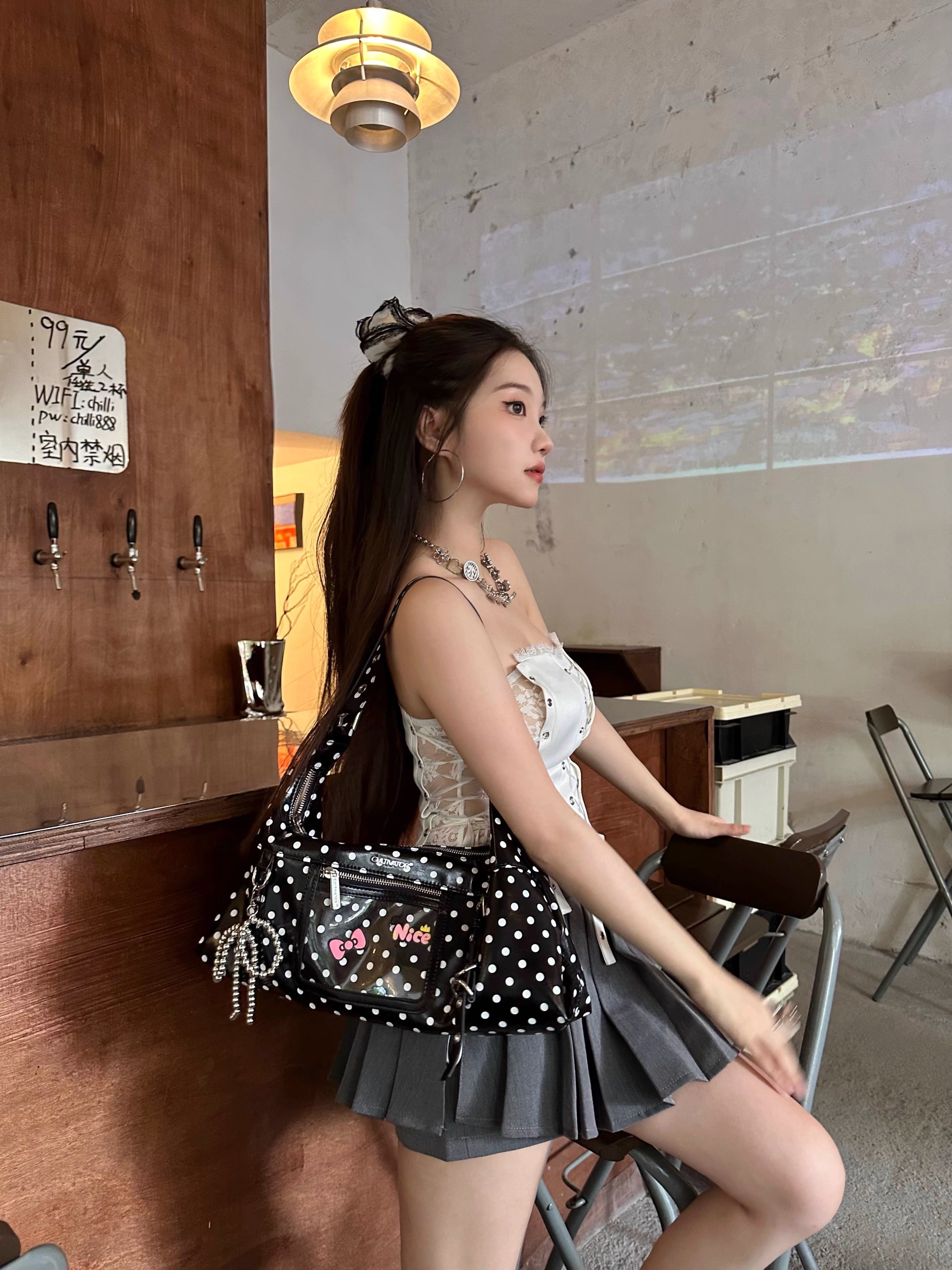 [cn | pre-order] cultivator polka crossbody hobo bag - large