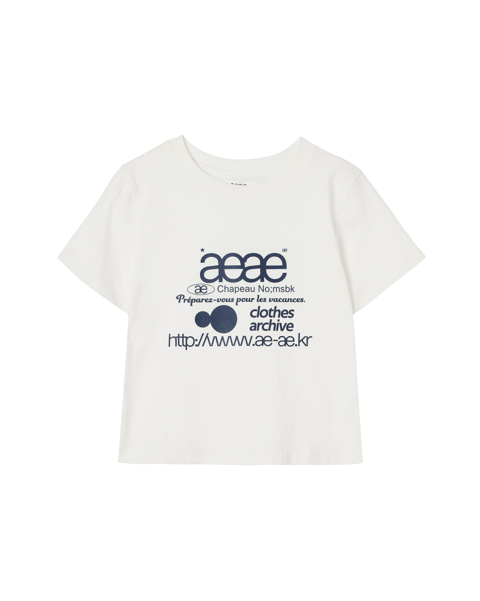 [aeae] web logo crop t-shirts - white/blue