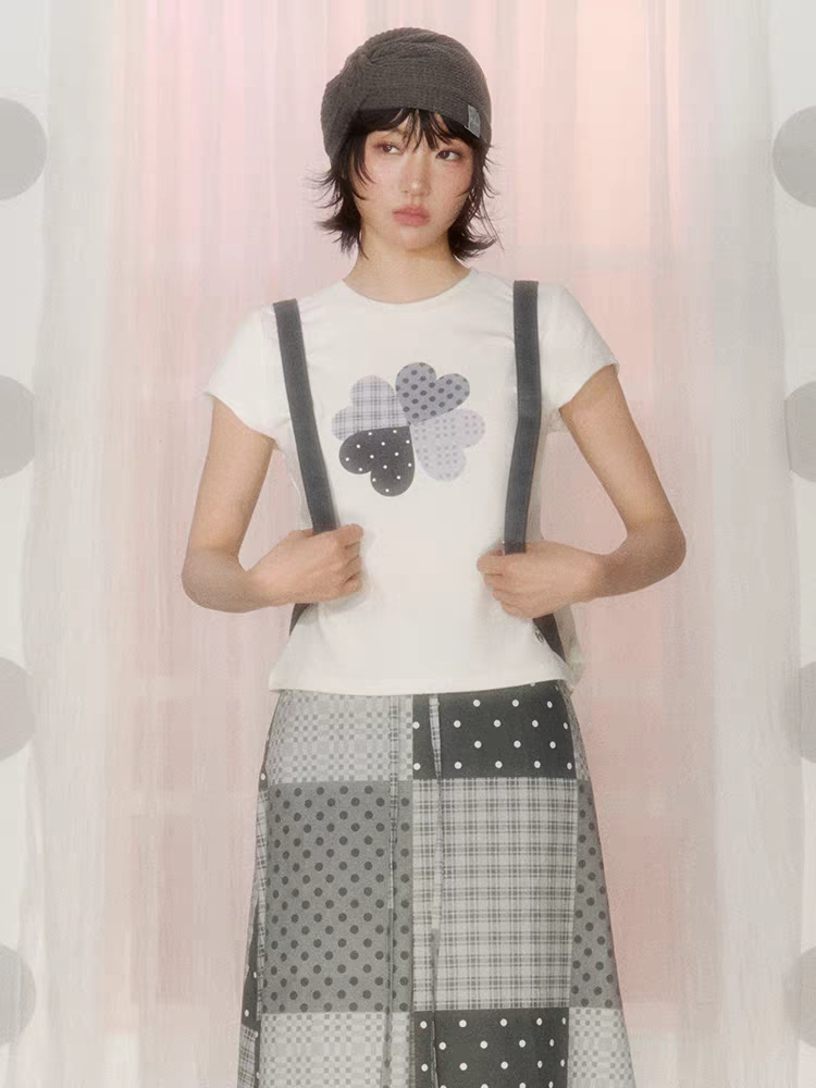 [NECYSTUDIO] plaid polka four leaf clover shirt