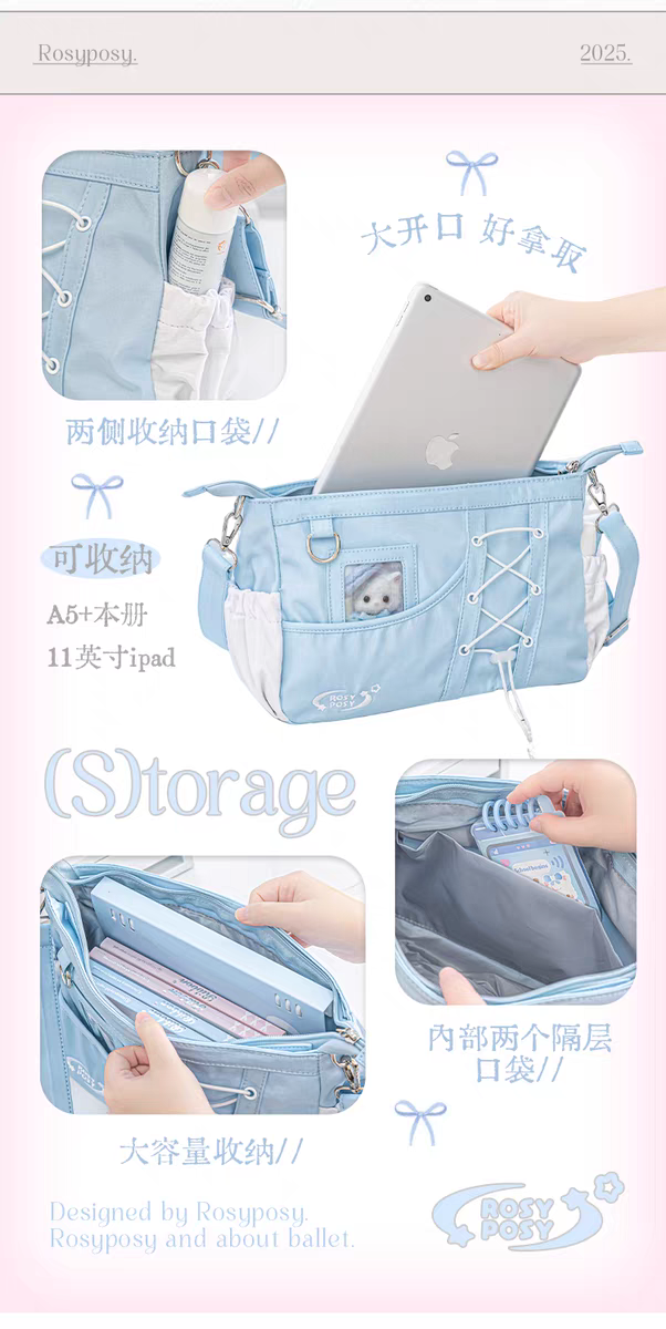 [cn | pre-order] rosyposy ita crossbody bag with photocard and lightstick holder