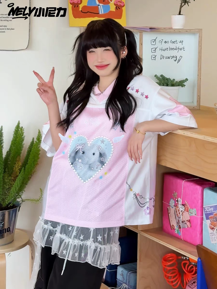 [NELY] kitty rabbit coquette jersey sports shirt