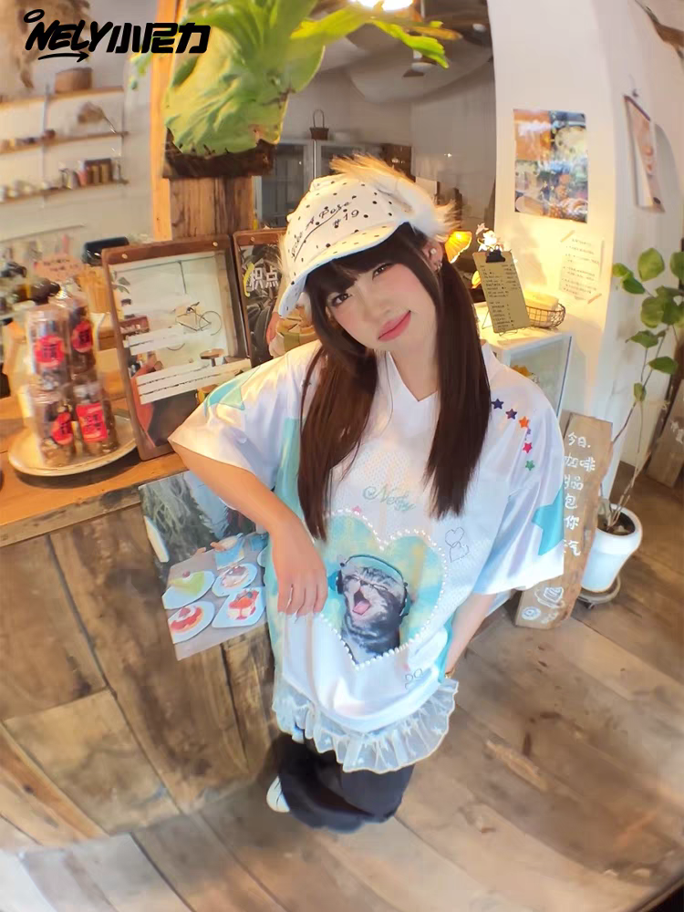 [NELY] kitty rabbit coquette jersey sports shirt