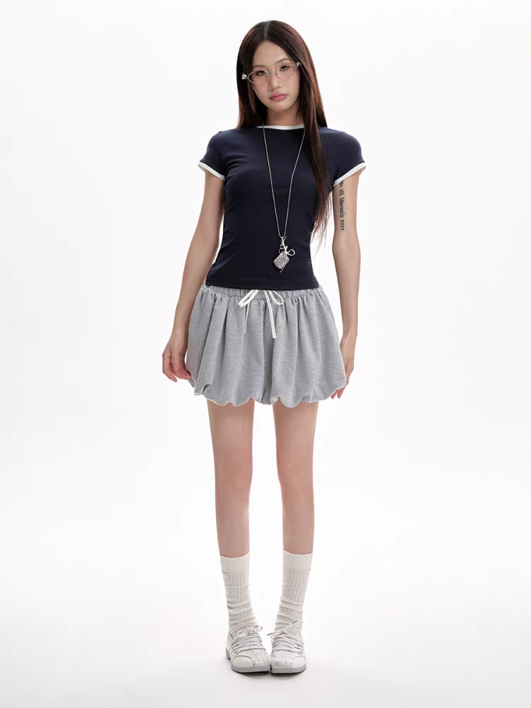 [CHETOOR] double color contrast top