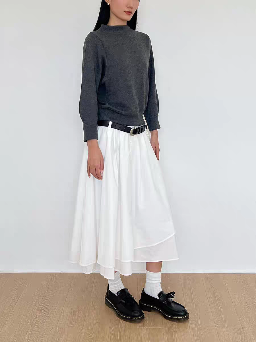 [SOF SELECT] layered a-line midi skirt