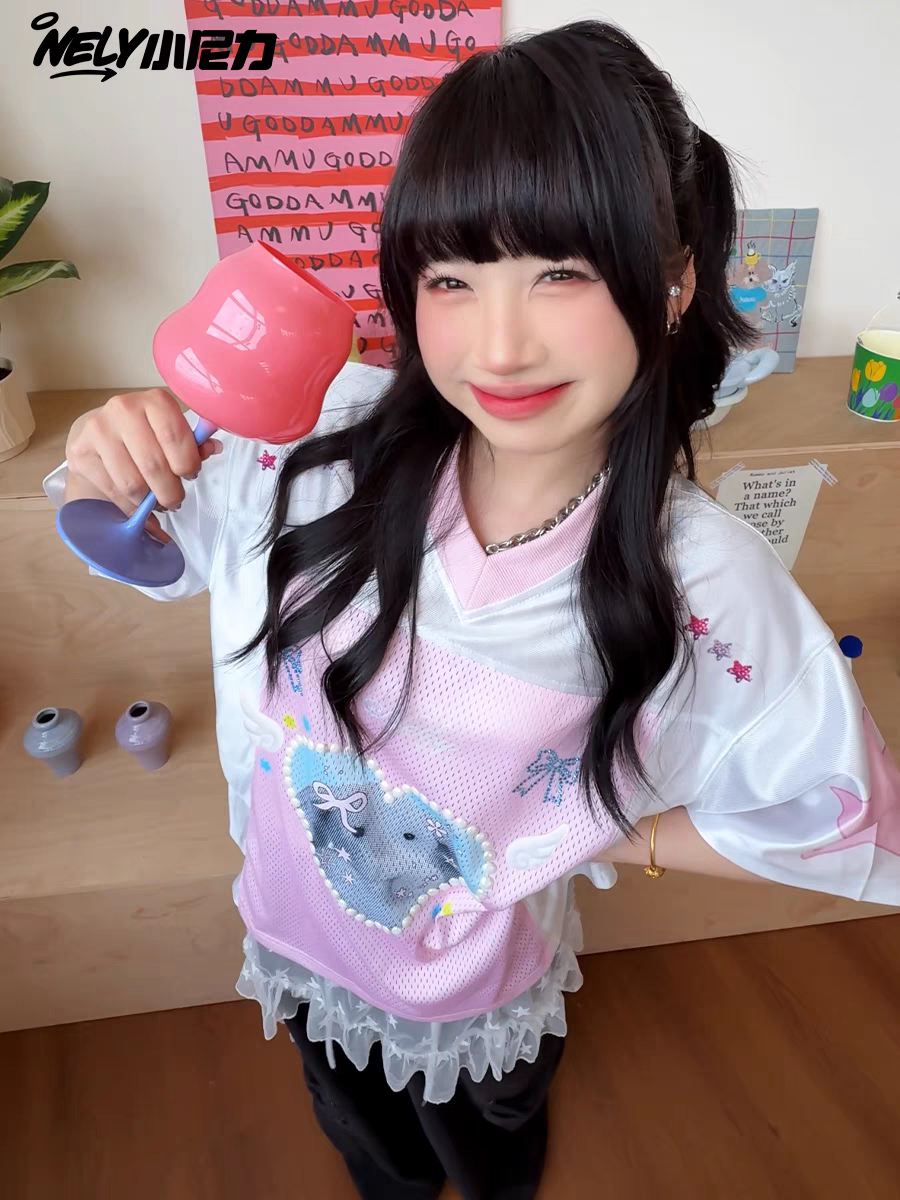 [NELY] kitty rabbit coquette jersey sports shirt