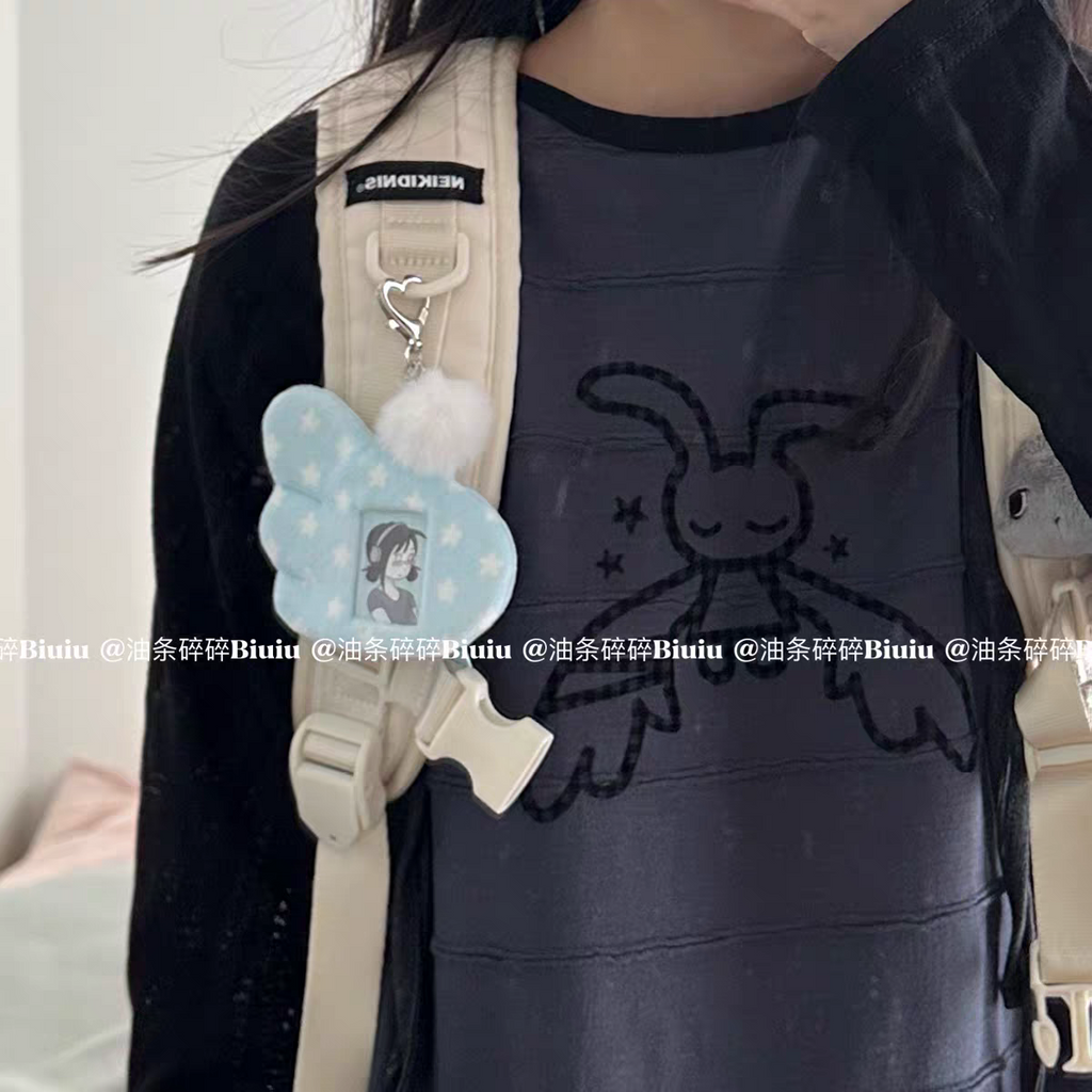 [cn | pre-order] polka angel wing photo holder keyring