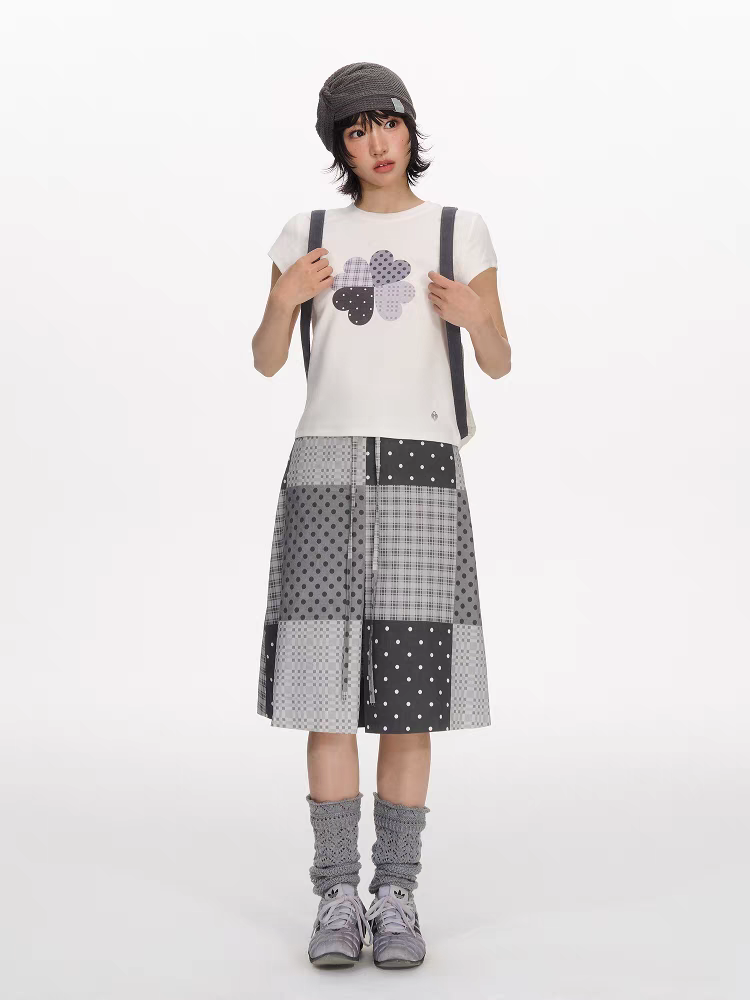 [NECYSTUDIO] plaid polka four leaf clover shirt