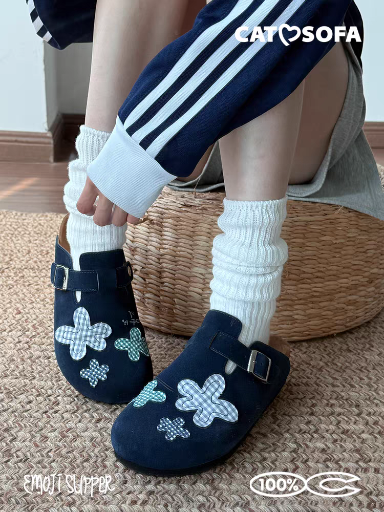 [cn | pre-order] catsofa loafers slip-ons (navy flower, floral pink, gray stars, black kitty)