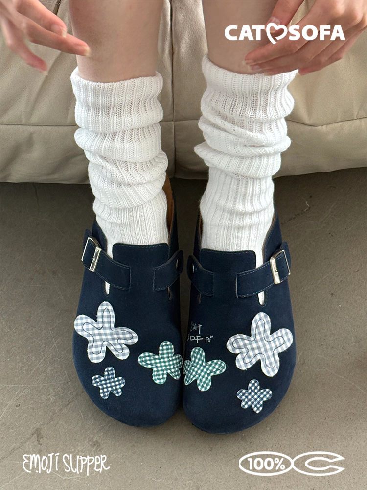 [cn | pre-order] catsofa loafers slip-ons (navy flower, floral pink, gray stars, black kitty)