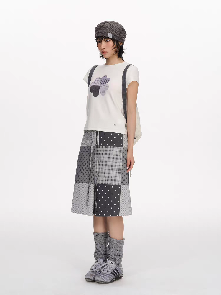 [NECYSTUDIO] plaid polka four leaf clover shirt