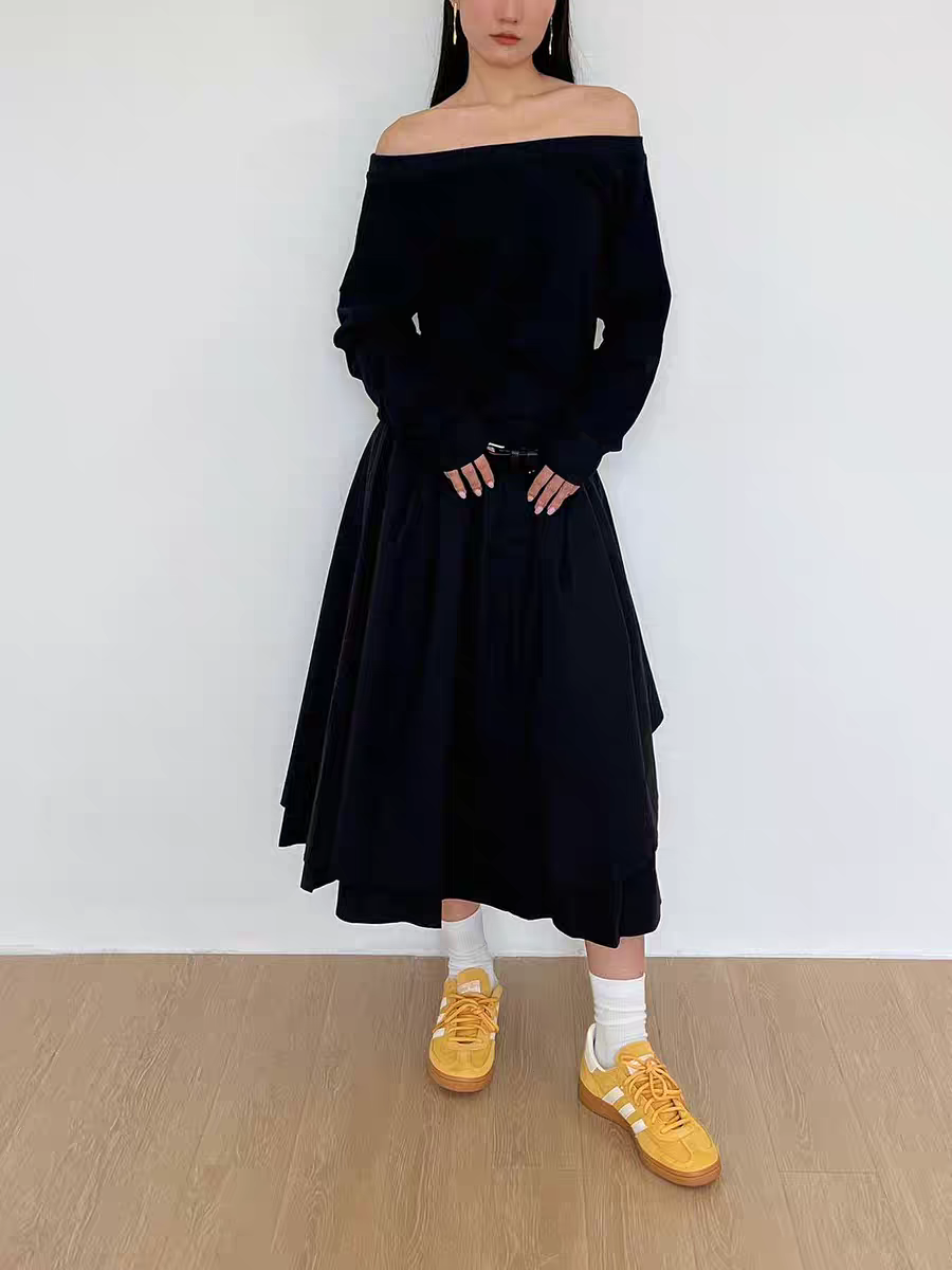 [SOF SELECT] layered a-line midi skirt