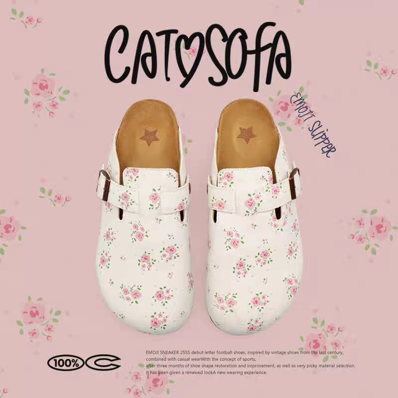 [cn | pre-order] catsofa loafers slip-ons (navy flower, floral pink, gray stars, black kitty)