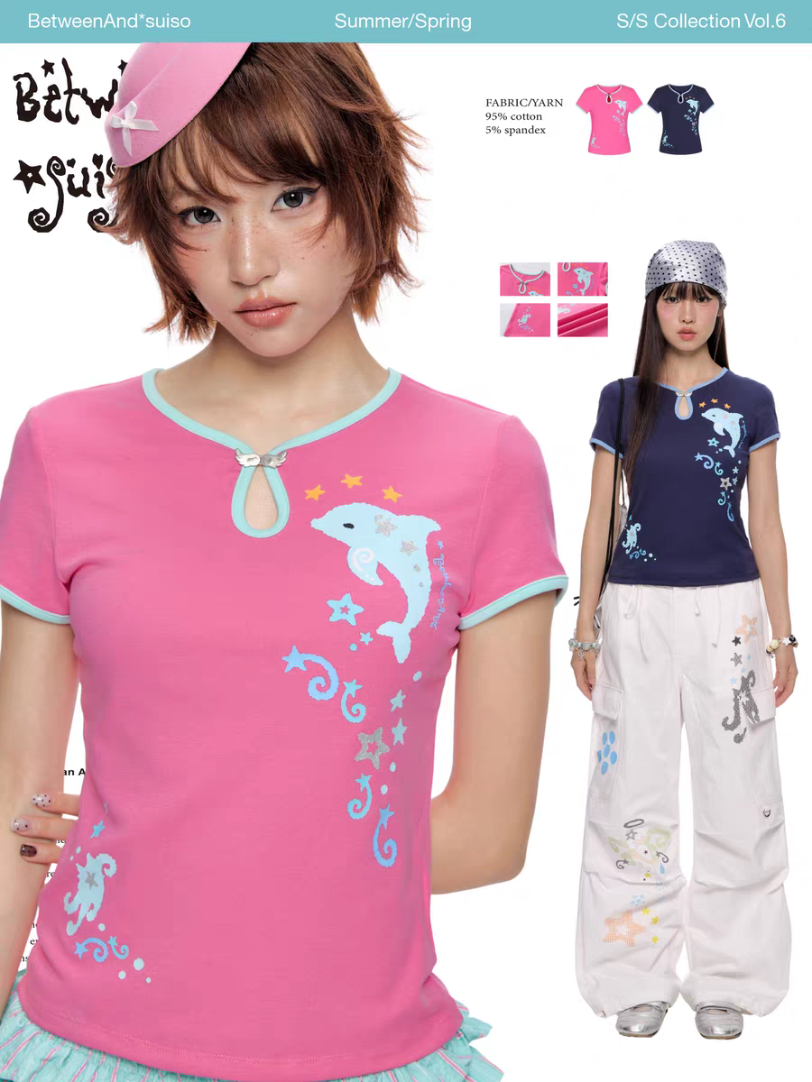 [BETWEENAND x suiso] dolphin forward shoulder t-shirt