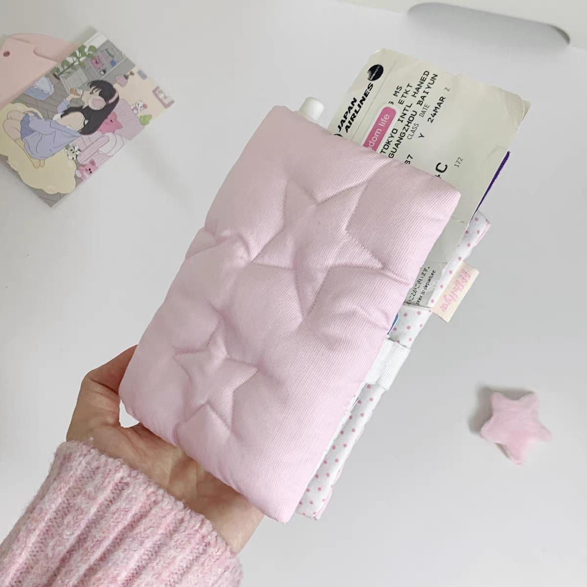 [cn | pre-order] star quilted puff travel passport holder