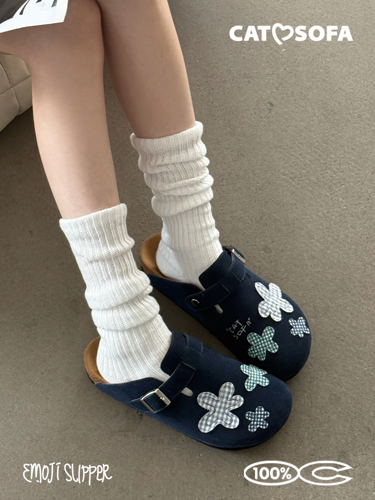 [cn | pre-order] catsofa loafers slip-ons (navy flower, floral pink, gray stars, black kitty)