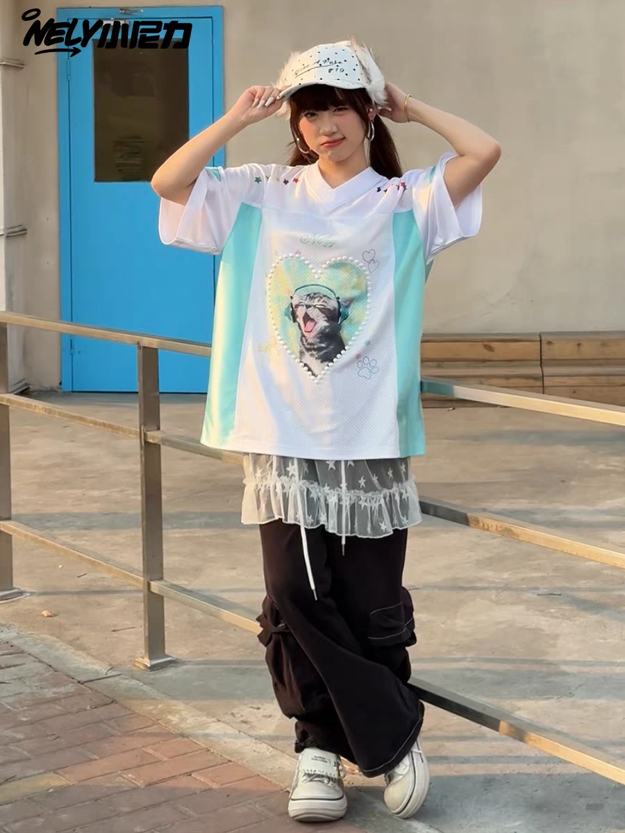 [NELY] kitty rabbit coquette jersey sports shirt