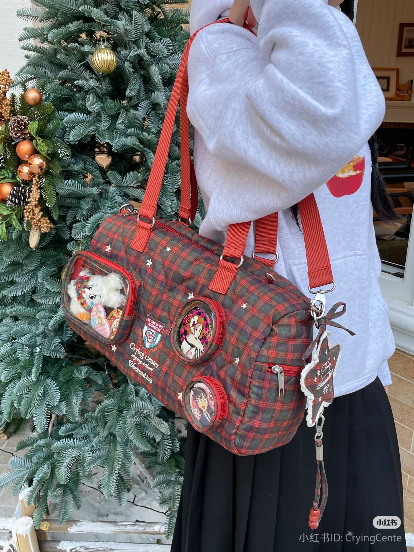 [cn | pre-order] crying center x weekend hub plaid boston ita bag