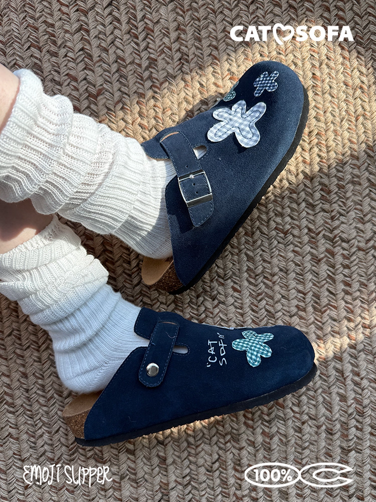 [cn | pre-order] catsofa loafers slip-ons (navy flower, floral pink, gray stars, black kitty)