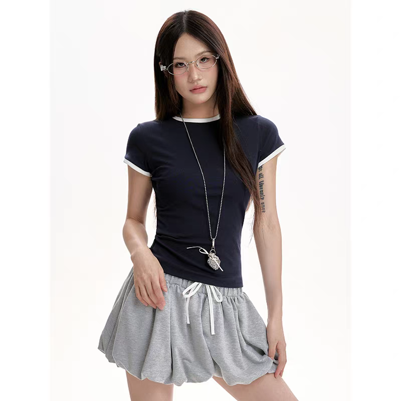 [CHETOOR] double color contrast top