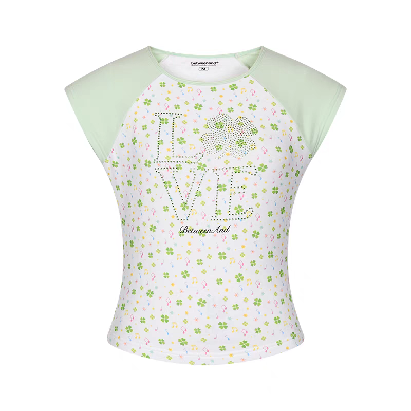 [BETWEENAND] four leaf clover pattern top