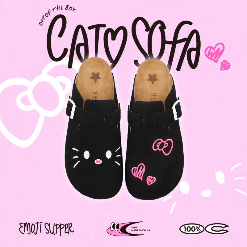 [cn | pre-order] catsofa loafers slip-ons (navy flower, floral pink, gray stars, black kitty)