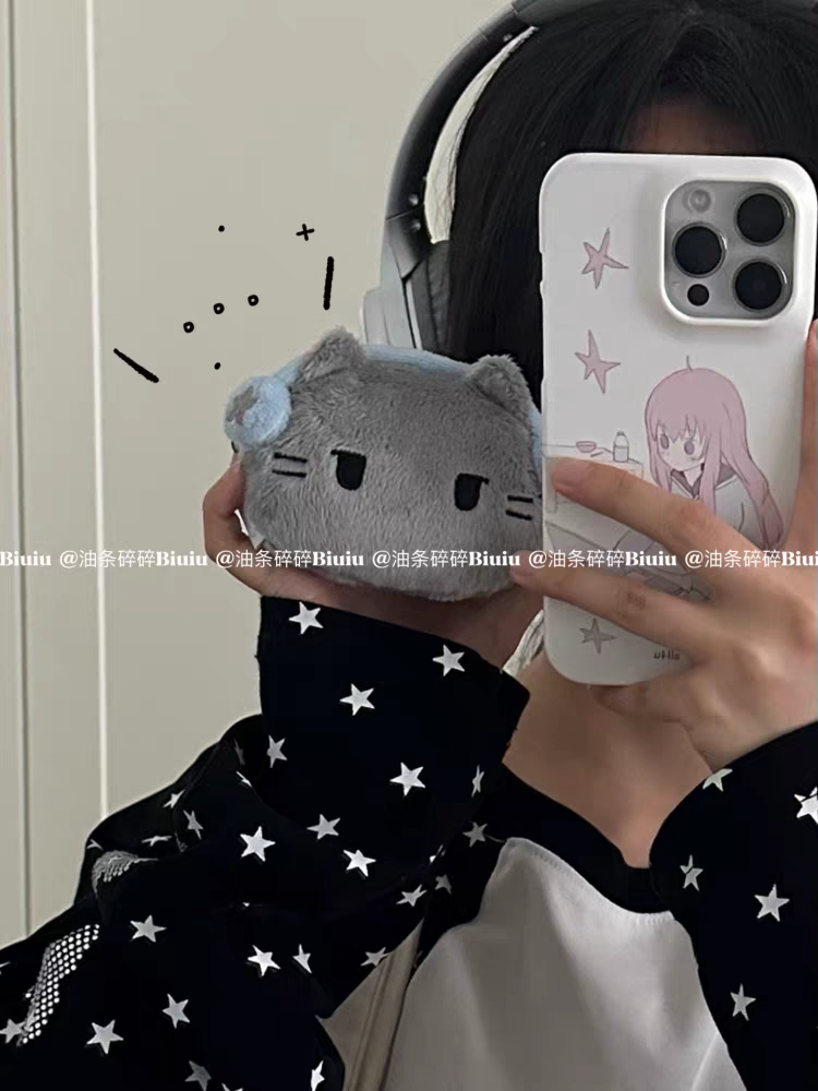 [cn | pre-order] biuiu black cat plush airpods pouch keyring