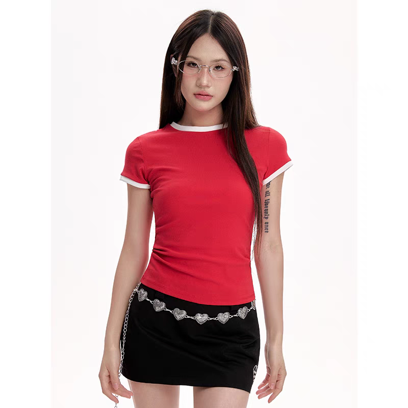 [CHETOOR] double color contrast top